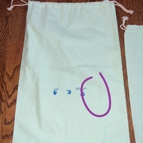 Off-White Set‎ Of 2 Blue Teal Storage Drawstring Dust Bags